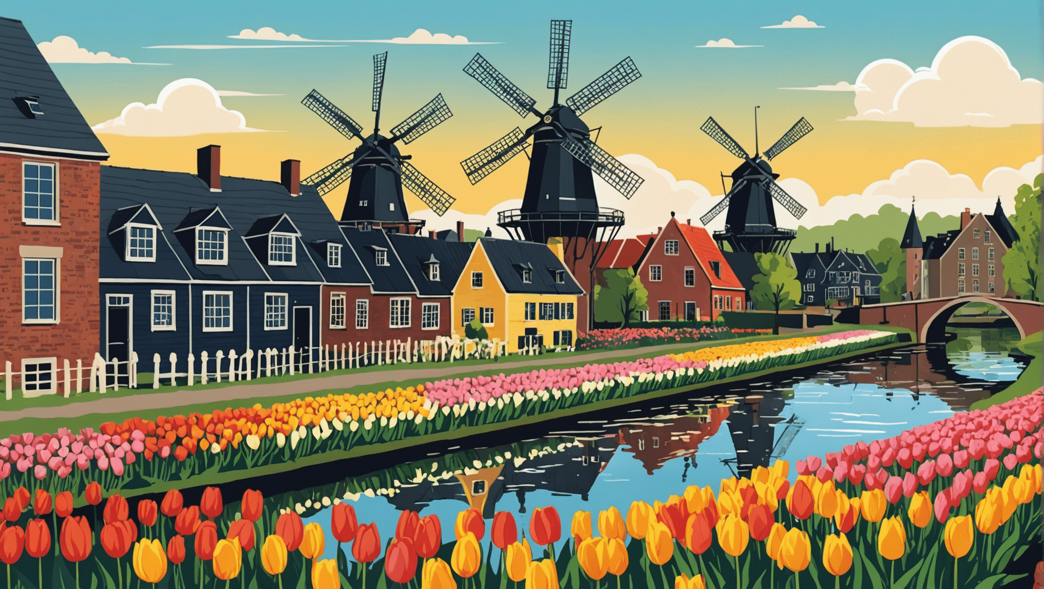 Descubre los encantos de Holanda: un viaje inolvidable por este país de emblemáticos molinos de viento, magníficos campos de tulipanes y encantadores canales.