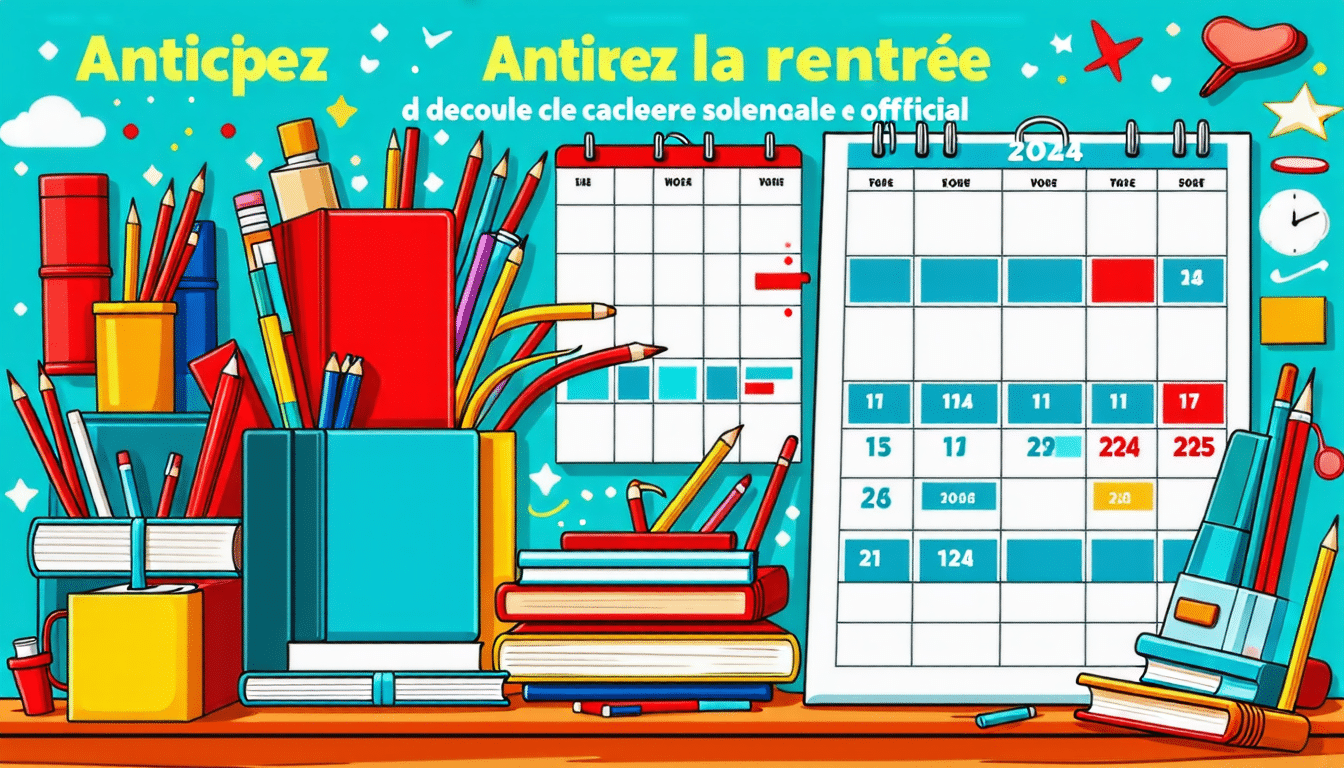 anticipez la rentrée scolaire avec notre guide complet sur le calendrier officiel 2024-2025. découvrez les dates clés pour chaque zone afin de bien préparer la reprise des cours et organiser votre année scolaire en toute sérénité.
