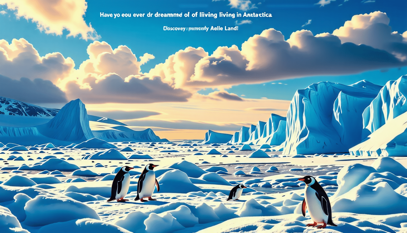 partez à l'aventure en antarctique avec notre récit fascinant ! découvrez la beauté sauvage de la terre adélie à travers un voyage inoubliable rempli d'expériences uniques et de paysages à couper le souffle. réalisez votre rêve d'exploration en territoires inexplorés !