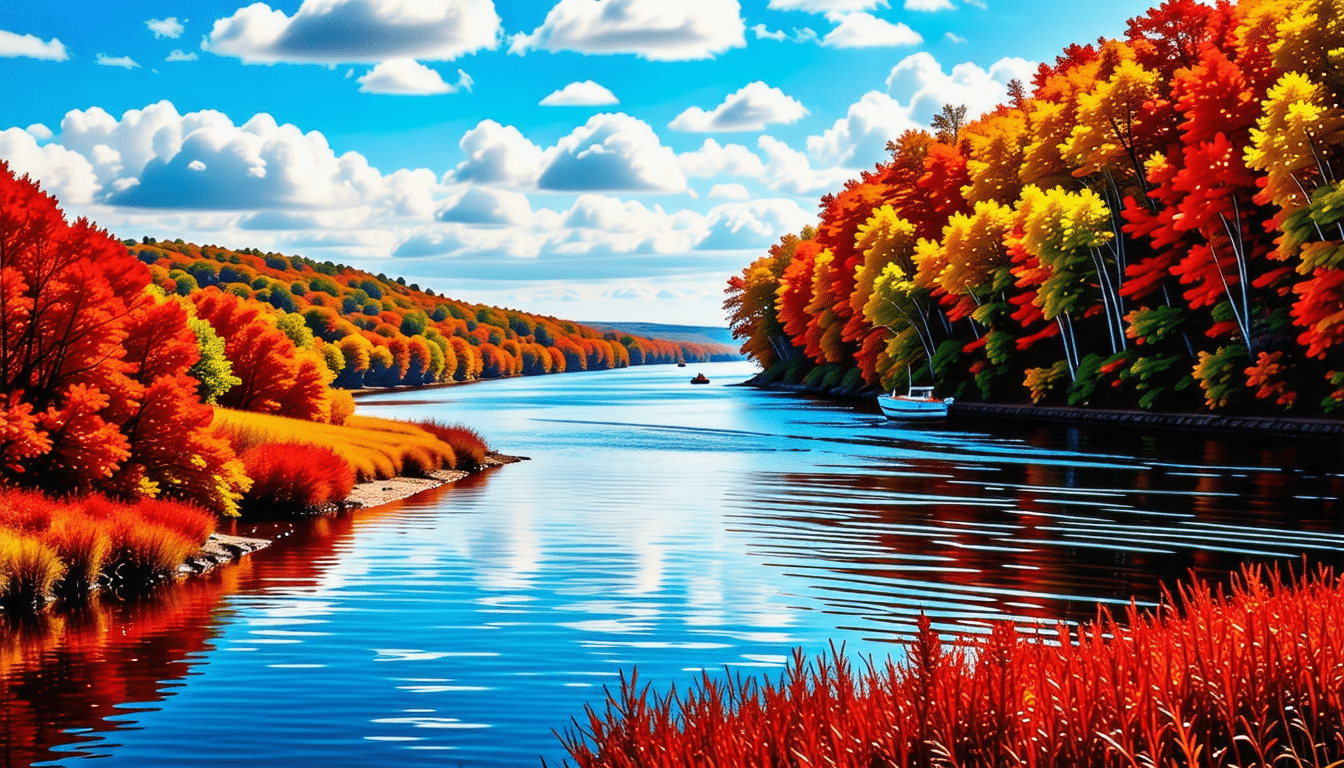 explorez la beauté pittoresque de la voie navigable historique du tennessee, où les feuilles d'automne se teintent de grenat et les eaux scintillent comme des saphirs. une aventure unique au cœur de la nature, idéale pour les amoureux de paysages enchanteurs et d'histoire.