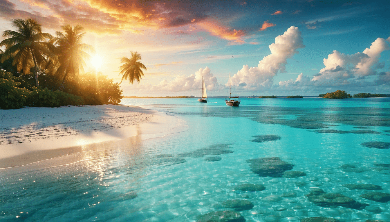 plongez dans un véritable paradis tropical en découvrant cette île de rêve, récemment reconnue pour ses couchers de soleil à couper le souffle. évadez-vous et laissez-vous séduire par des paysages enchanteurs et une atmosphère sereine.