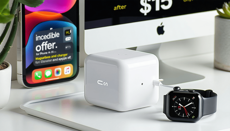 découvrez notre offre exceptionnelle sur les chargeurs magsafe pour iphone et apple watch ! bénéficiez d'une réduction de 75 % et obtenez votre chargeur pour seulement 15 $. ne manquez pas cette chance de recharger vos appareils avec style et efficacité !