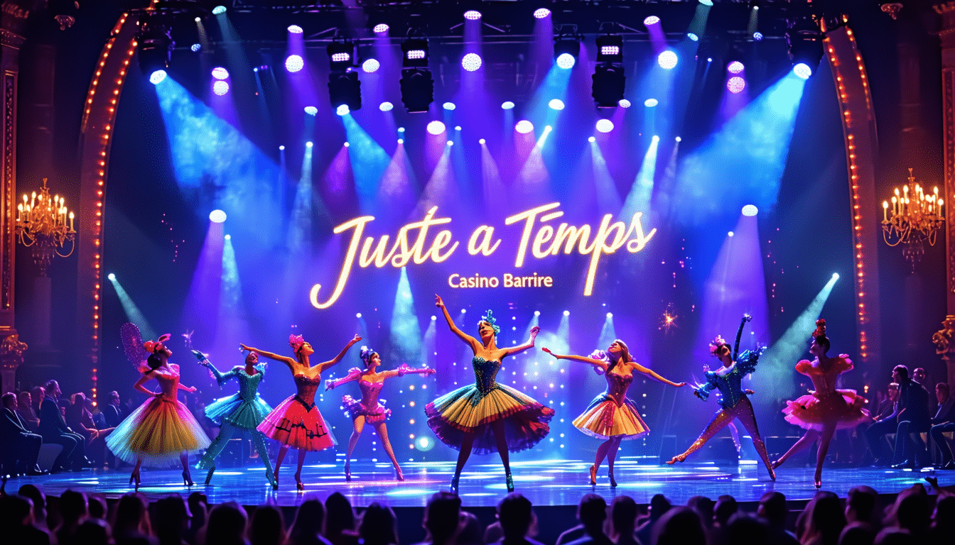 découvrez 'juste à temps', la nouvelle comédie musicale du casino barrière ! plongez dans un voyage temporel captivant et laissez-vous emporter par une expérience inoubliable, à vivre jusqu'en juin. ne manquez pas cette aventure unique qui allie humour et émotions.