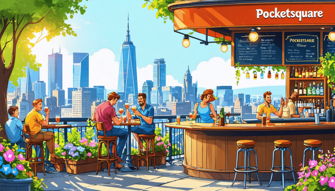 découvrez notre avis sur le bar-terrasse pocketsquare à whitechapel, londres. profitez d'une vue imprenable sur le skyline tout en savourant des cocktails raffinés dans une ambiance conviviale.