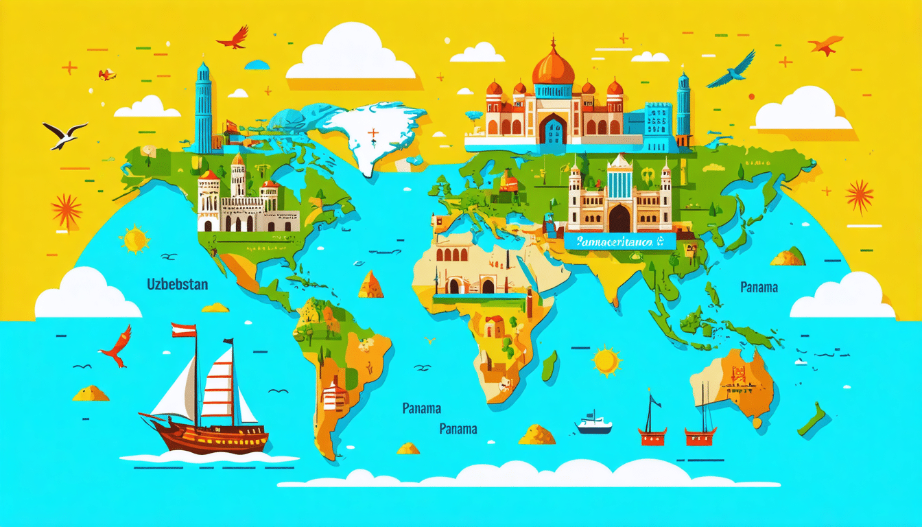 découvrez des voyages uniques et inoubliables à travers le monde, du panama pittoresque à l'ouzbékistan fascinant. plongez dans notre sélection de 15 destinations d'exception qui vous permettront d'explorer des cultures riches et des paysages à couper le souffle. préparez-vous à vivre des aventures mémorables !