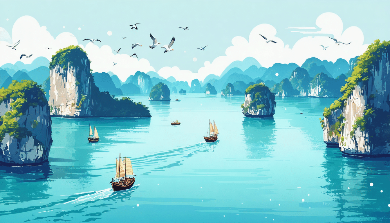 découvrez la baie d'ha long, joyau naturel du vietnam, avec ses îles karstiques majestueuses et ses eaux cristallines. naviguez à travers ce paysage enchanteur et explorez ses cavernes, ses villages flottants et sa biodiversité unique. une expérience inoubliable vous attend dans cette destination prisée par les voyageurs du monde entier.