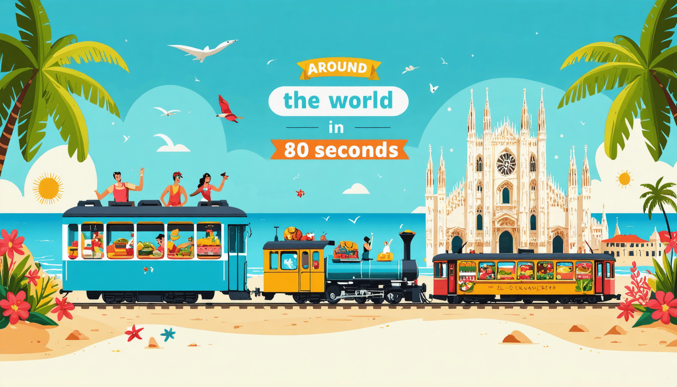 découvrez le tour du monde en 80 secondes ! explorez la pesée des visiteurs en polynésie, embarquez pour des voyages en train pittoresques vers milan et dénichez des destinations économiques à explorer. un voyage virtuel fascinant qui éveille votre wanderlust !
