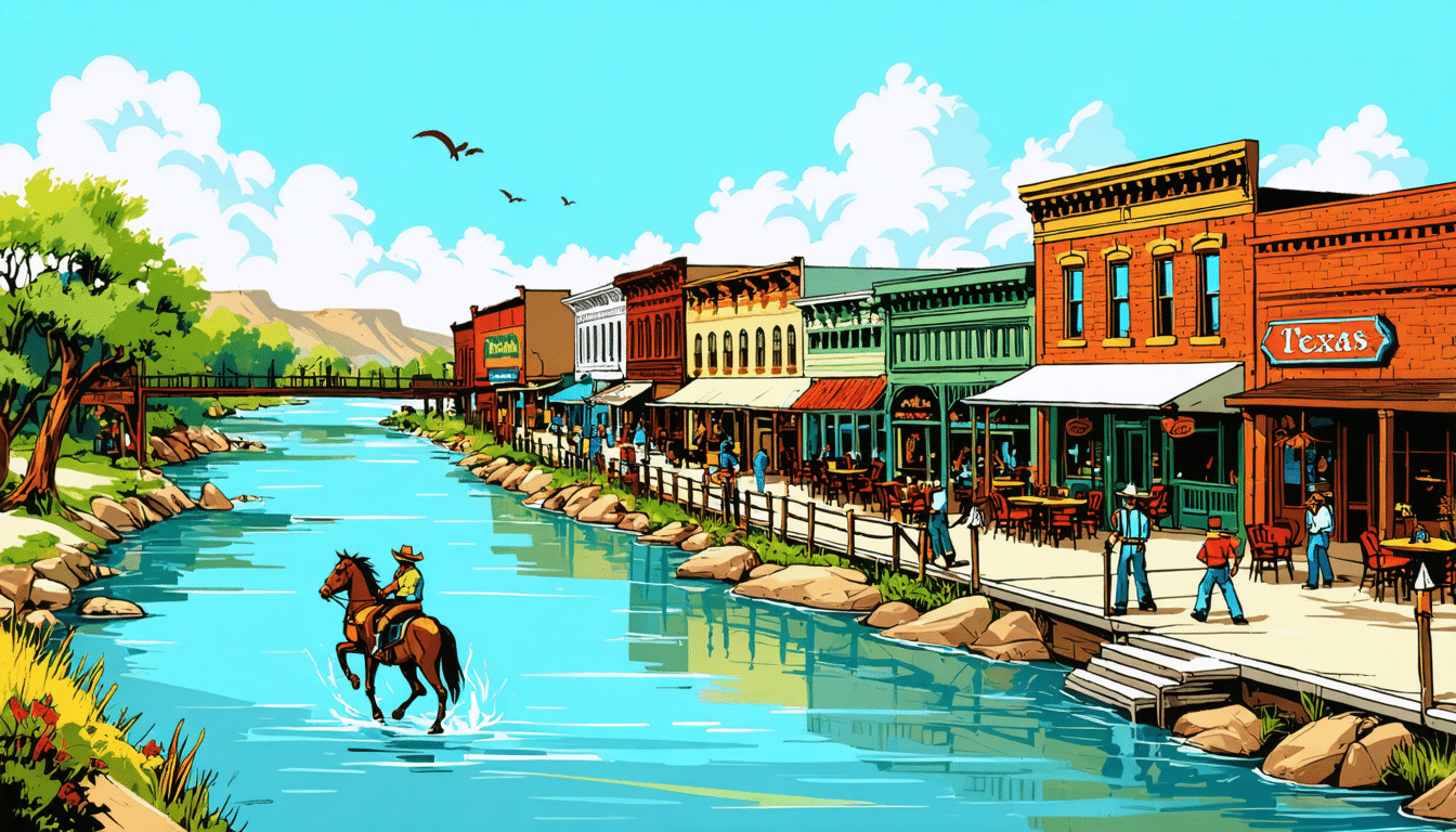découvrez la ville du texas offrant une promenade éblouissante au bord de la rivière, où le charme du far west rencontre une multitude de restaurants locaux. une destination idéale pour les amoureux de la nature et de la gastronomie!