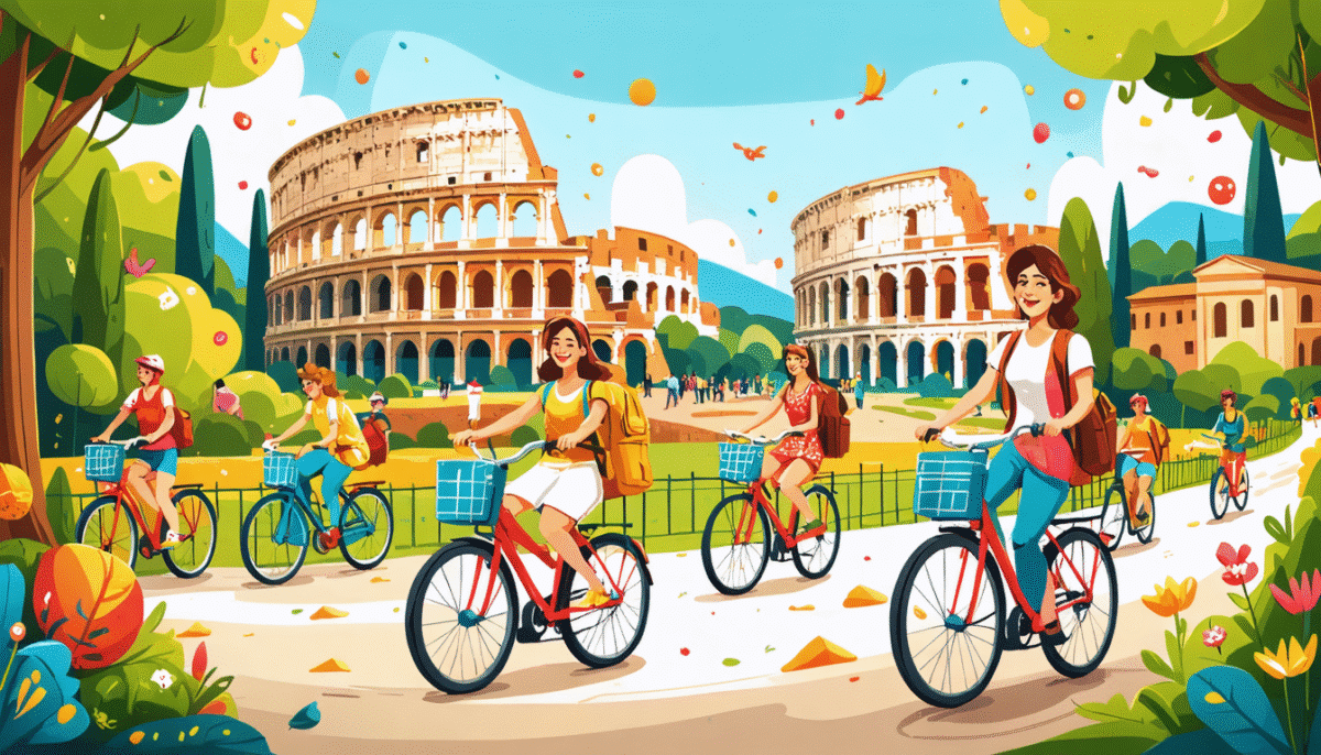 plongez dans l'âme de rome en explorant la ville à vélo. découvrez des paysages époustouflants, des monuments historiques et des ruelles pittoresques tout en profitant de la liberté de vous déplacer à votre rythme. transformez vos vacances en une expérience mémorable, entre culture et aventure.