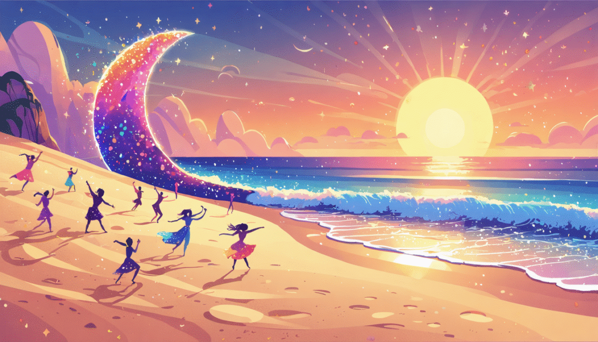 découvrez la 'princesinha do mar', un croissant de sable enchanteur se transformant en une vibrante piste de danse au coucher du soleil. un spectacle magique alliant beauté naturelle et ambiance festive, parfait pour une soirée inoubliable.