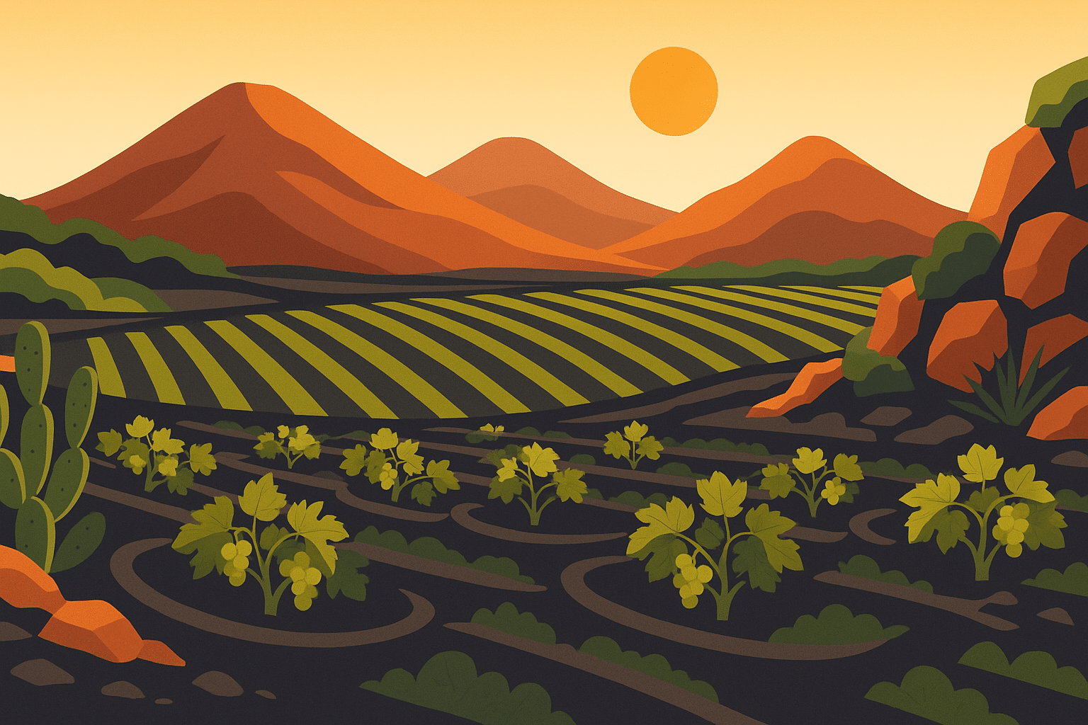 explorez lanzarote, l'île volcanique aux paysages époustouflants et aux trésors viticoles uniques. découvrez ses vignobles adaptés aux conditions arides et savourez des vins d'exception issus de terres riches en histoire. une aventure sensorielle vous attend sur cette île fascinante.
