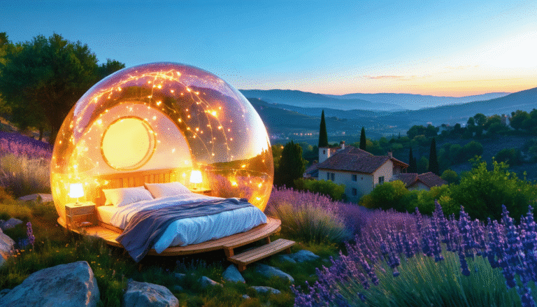 vivez une expérience inoubliable en drôme provençale avec une nuit dans une bulle transparente à partir de 81€ par personne. plongez dans la magie de la nature tout en bénéficiant du confort moderne dans un cadre enchanteur, où le ciel étoilé devient votre plafond.