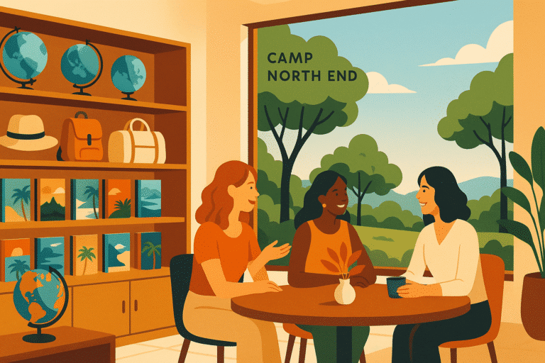 découvrez voyage, la nouvelle boutique de voyage et club social pour femmes à camp north end. un lieu inspirant pour échanger des conseils, partager des expériences et trouver les meilleurs accessoires de voyage dans une ambiance chaleureuse et conviviale.