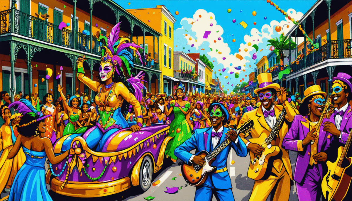 découvrez l'atmosphère vibrante du mardi gras à la nouvelle-orléans ! plongez dans un récit captivant des festivités, des défilés colorés et des traditions uniques. explorez comment se déroule chaque moment, des costumes extravagants aux rythmes envoûtants des fanfares.
