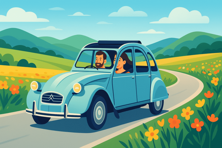 découvrez comment un couple explore les routes pittoresques à bord de leur 2 cv, savourant chaque instant du trajet avec simplicité et joie. plongez dans une aventure où le voyage devient une expérience mémorable.