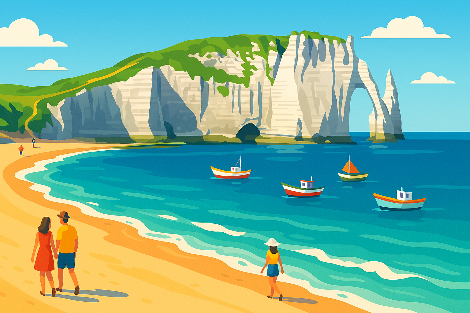 découvrez étretat, un bijou côtier incontournable à explorer cet été. entre falaises majestueuses et plages de sable fin, laissez-vous séduire par la beauté naturelle et l'atmosphère charmante de cette destination unique en normandie.
