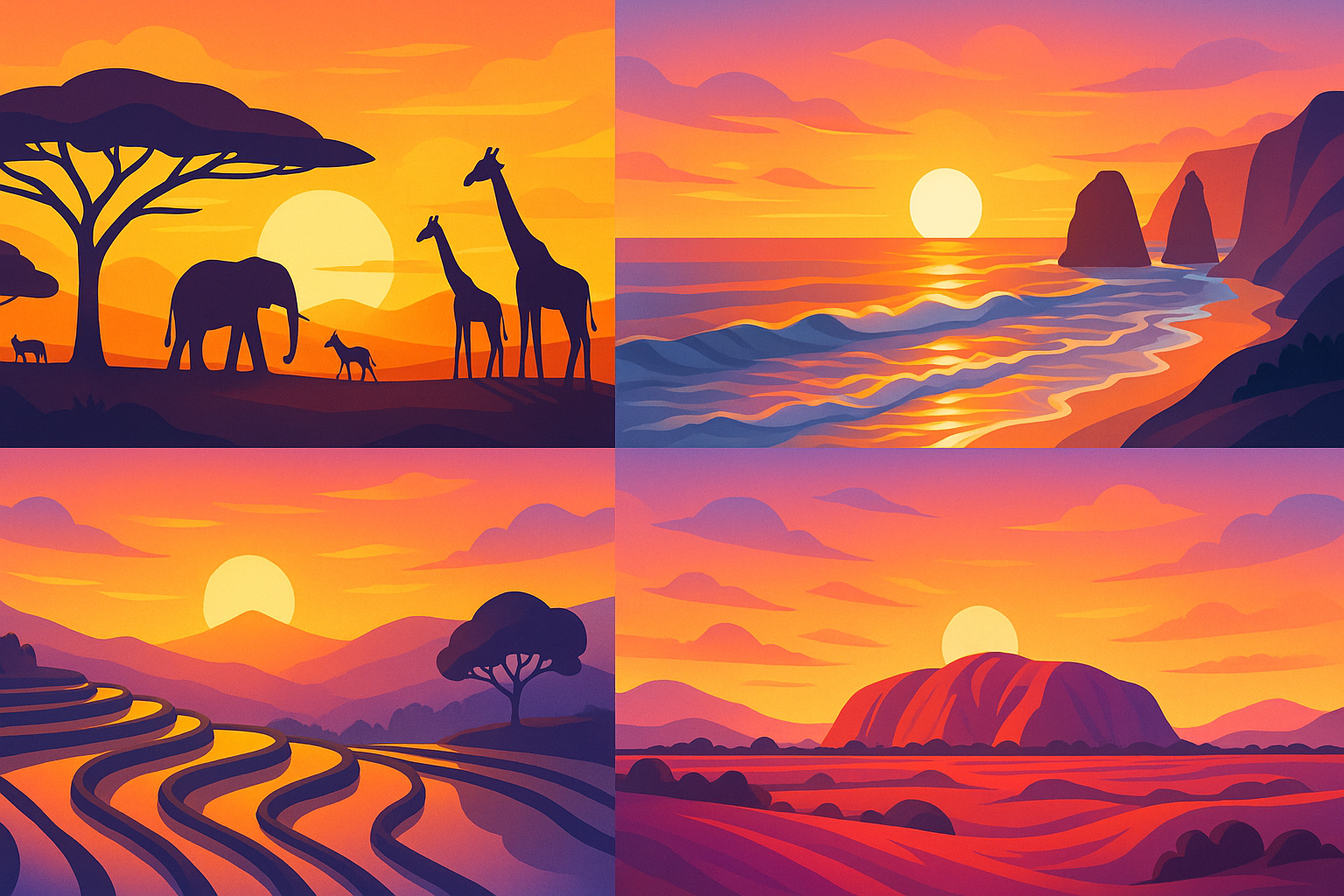 découvrez les couchers de soleil les plus époustouflants au monde à travers un voyage captivant sur quatre continents. admirez des panoramas saisissants et laissez-vous envoûter par les nuances de couleurs qui illuminent le ciel, promettant une expérience inoubliable pour les amateurs de beauté naturelle.