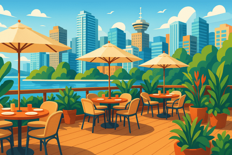 découvrez le patio éphémère spectaculaire de vancouver, un lieu unique qui offre une cuisine du monde délicieuse et des vues imprenables sur la ville, uniquement cet été. ne manquez pas cette expérience culinaire inoubliable !