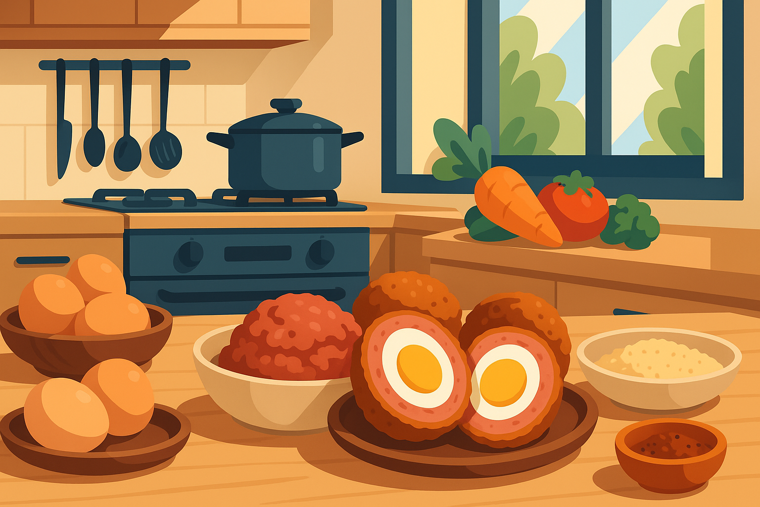 apprenez à préparer facilement des scotch eggs britanniques authentiques chez vous et vivez une expérience culinaire internationale savoureuse et gourmande.