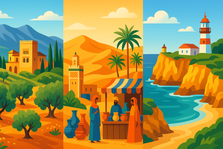 partez pour une aventure exceptionnelle de 11 jours en méditerranée : explorez l’andalousie espagnole, découvrez la magie du maroc et laissez-vous séduire par le charme authentique du portugal. un voyage inoubliable à travers trois cultures fascinantes !