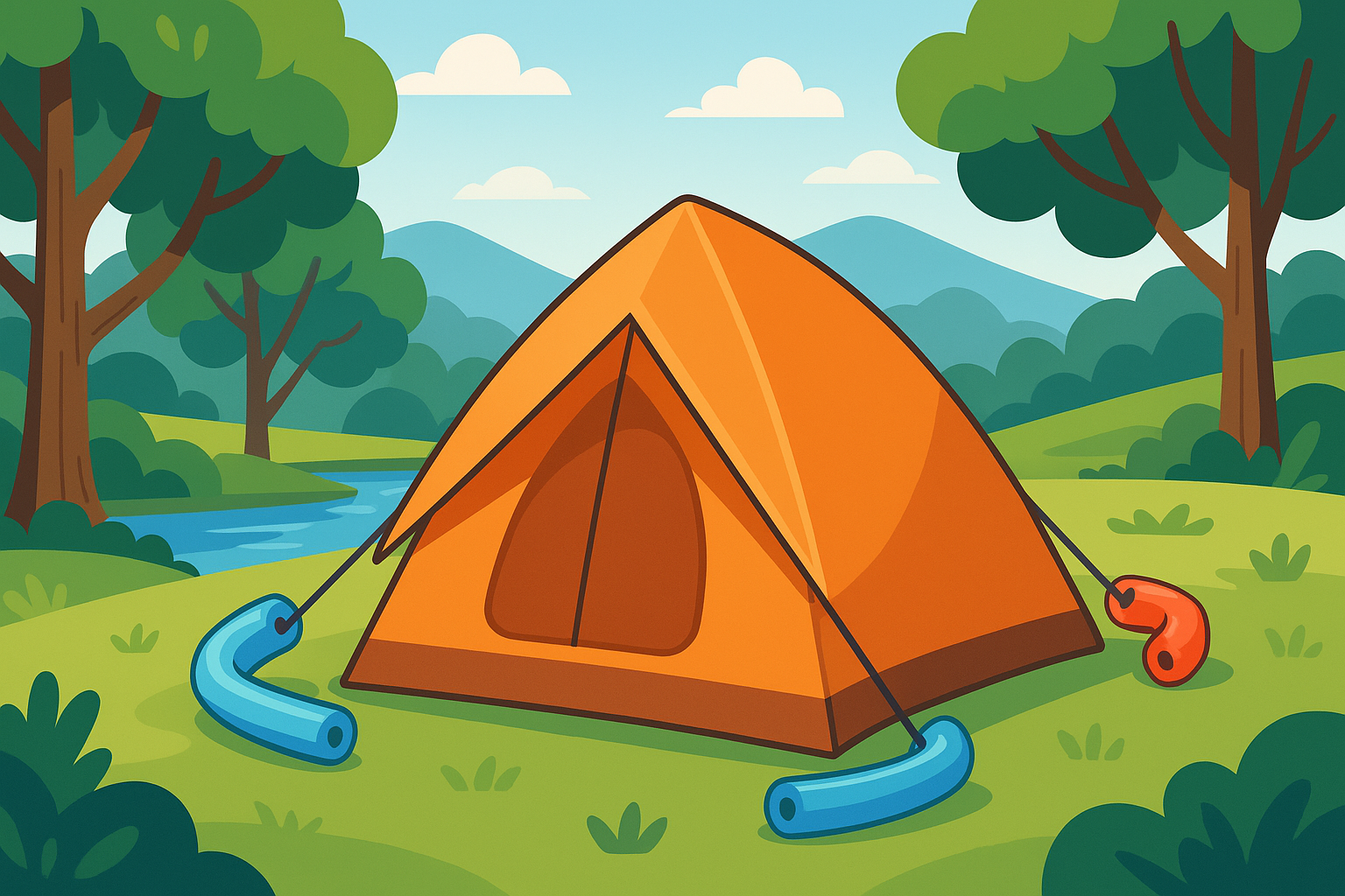 découvrez une astuce ingénieuse utilisant des noodles de piscine pour renforcer votre tente en camping, éviter qu’elle ne tombe ou ne s’abîme, et profiter d’un séjour en plein air sans souci !