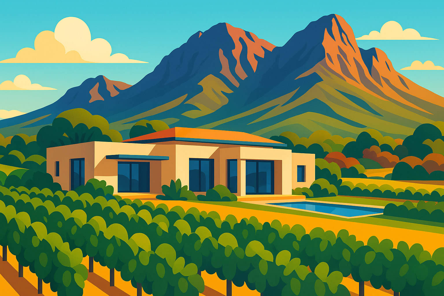 découvrez une villa artistique d'afrique du sud, nichée au cœur des vignes et des montagnes, récompensée comme la meilleure suite du monde. un lieu d'exception où le luxe rencontre la nature, offrant une expérience inoubliable aux amateurs de beauté et de tranquillité.