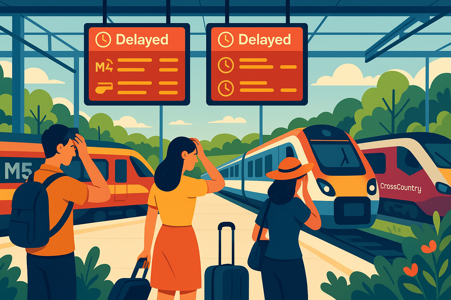 des retards sont attendus sur les lignes m5, m4 et crosscountry en raison des congés bancaires, entraînant des perturbations pour les voyageurs. consultez les horaires avant de planifier votre trajet.