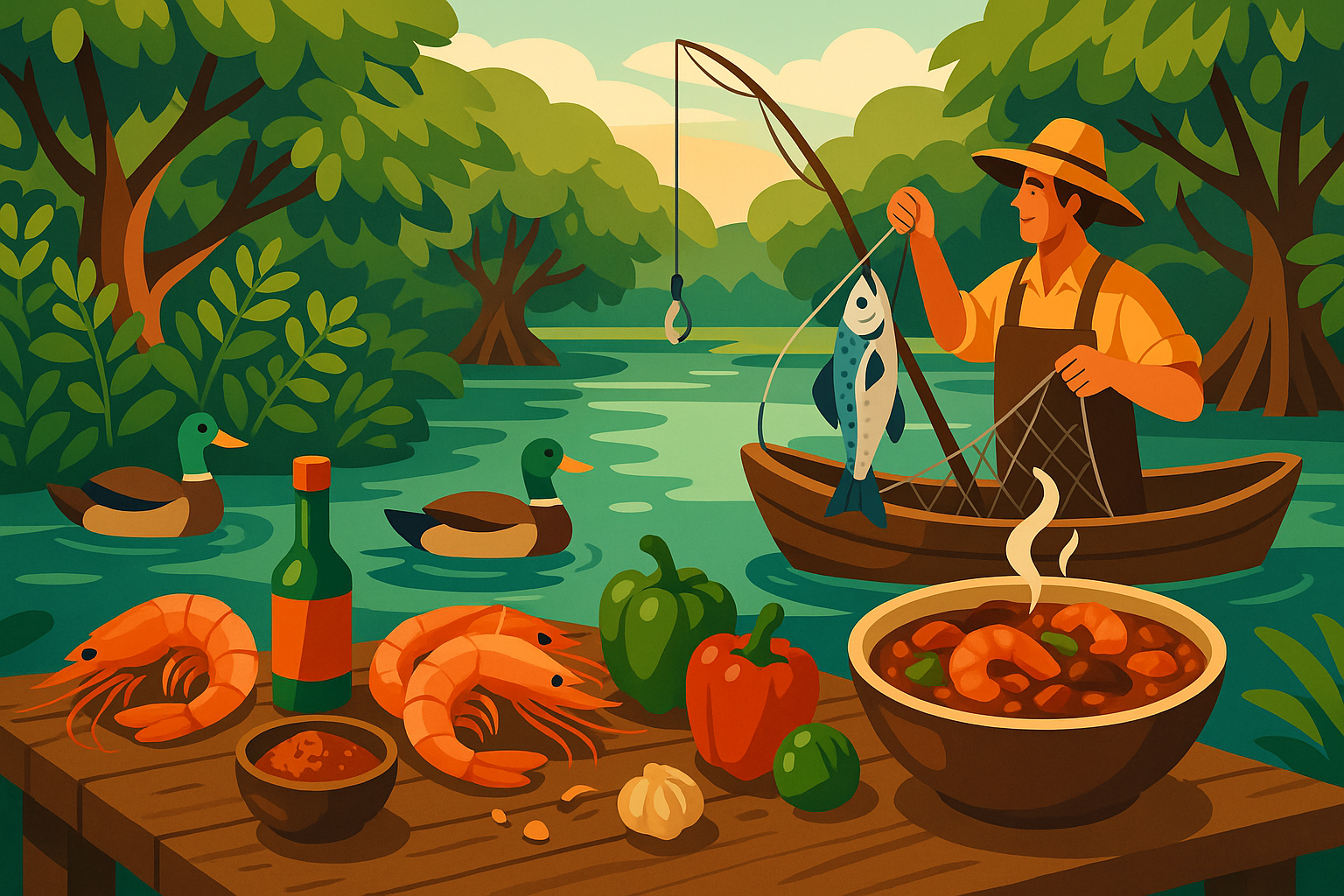 explorez 'down the bayou' en louisiane, une destination incontournable pour les amateurs de pêche et de cuisine créole. vivez l'expérience authentique de la route gastronomique cajun entre nature, traditions et saveurs locales uniques.
