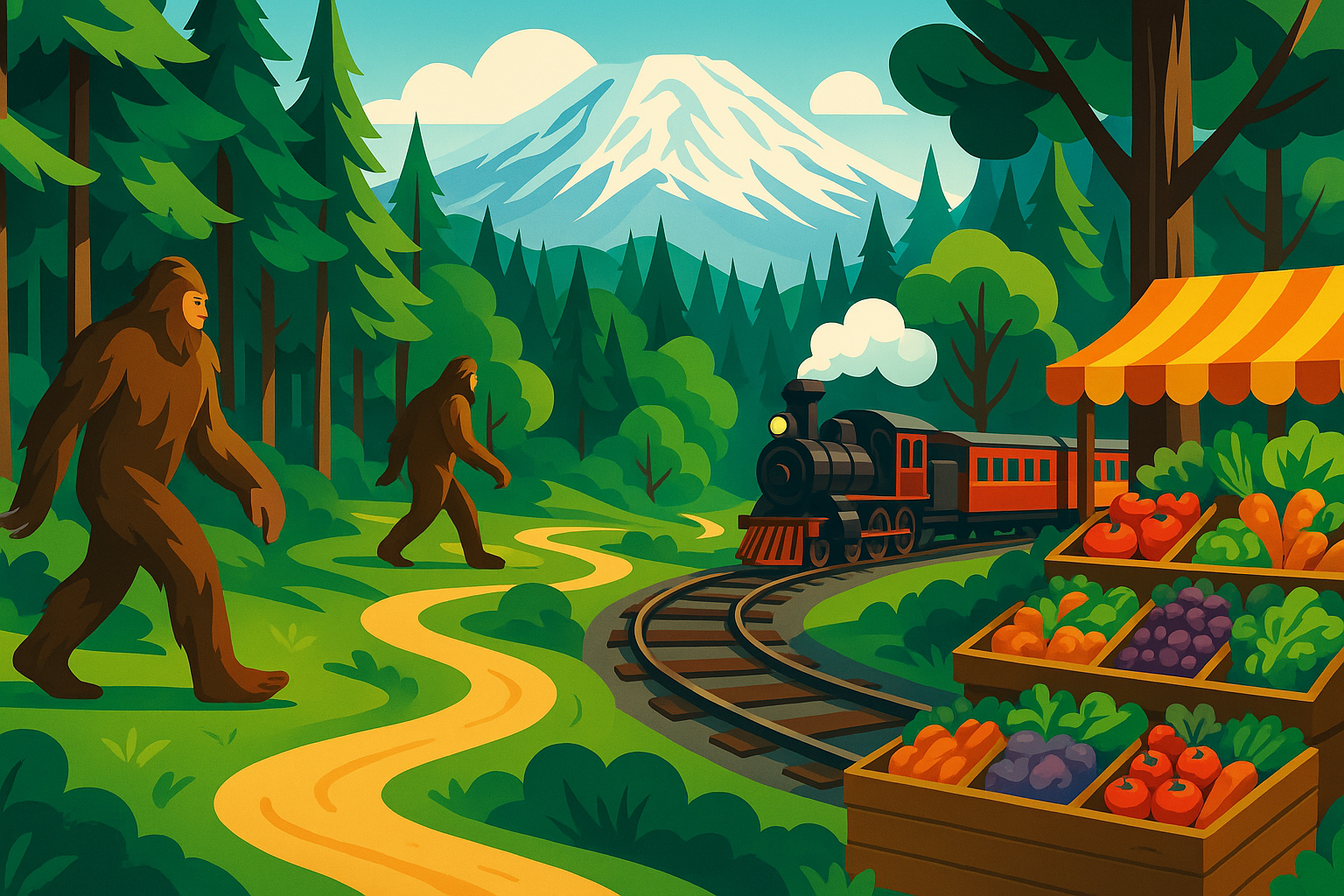 explorez un lieu mystérieux près du parc national du mt. rainier : un havre entouré de légendes sasquatch, de sentiers pittoresques, de trains historiques et de saveurs régionales. l’escapade idéale pour les amateurs de nature et de découvertes insolites !