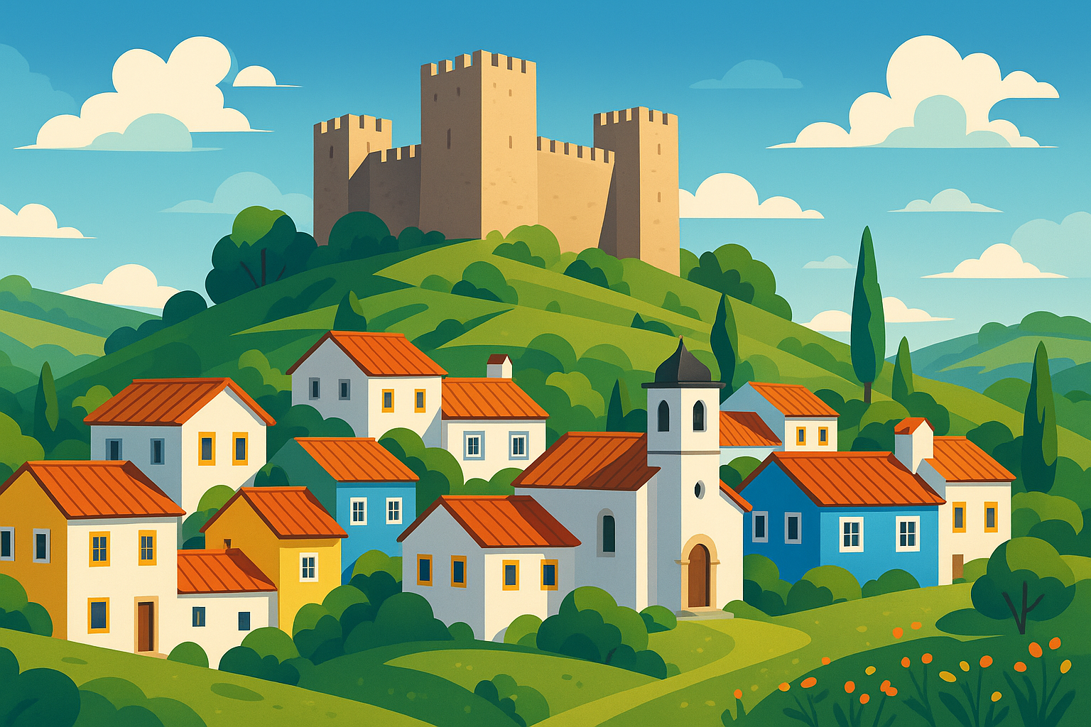 plongez au cœur d’un village médiéval portugais, dominé par une majestueuse forteresse et riche d’un patrimoine historique exceptionnel à explorer.