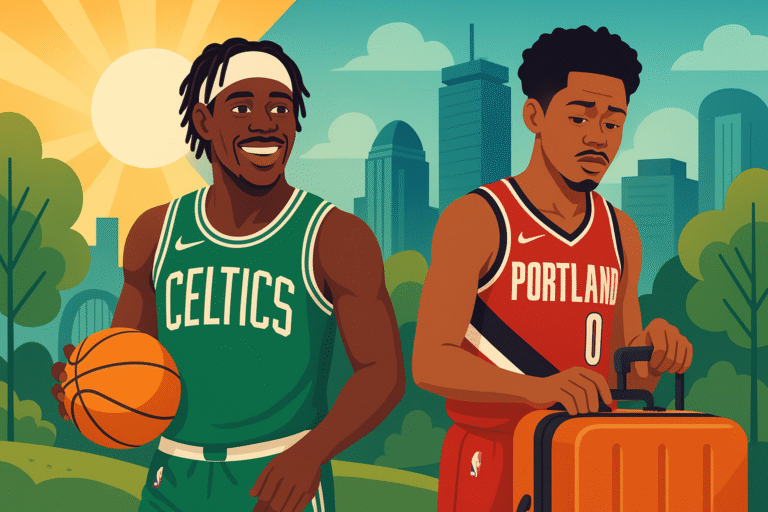 un échange inattendu secoue la nba : jrue holiday rejoint les boston celtics, tandis qu'anfernee simons prend la direction de portland. découvrez tous les détails et enjeux de ce transfert surprise.