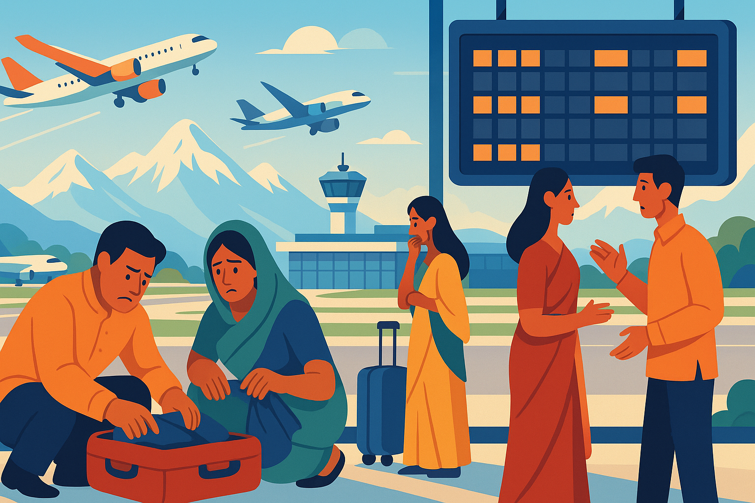 l'inde conseille à ses ressortissants de différer leurs voyages au népal en raison de la situation actuelle, alors que plusieurs compagnies aériennes annoncent l'annulation de vols entre les deux pays.