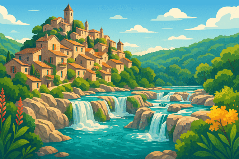 découvrez la roque-sur-cèze, un village pittoresque de 174 habitants perché au-dessus de cascades spectaculaires de 15 mètres. entre charme authentique et paysages éblouissants, vivez une expérience inoubliable au cœur du gard.