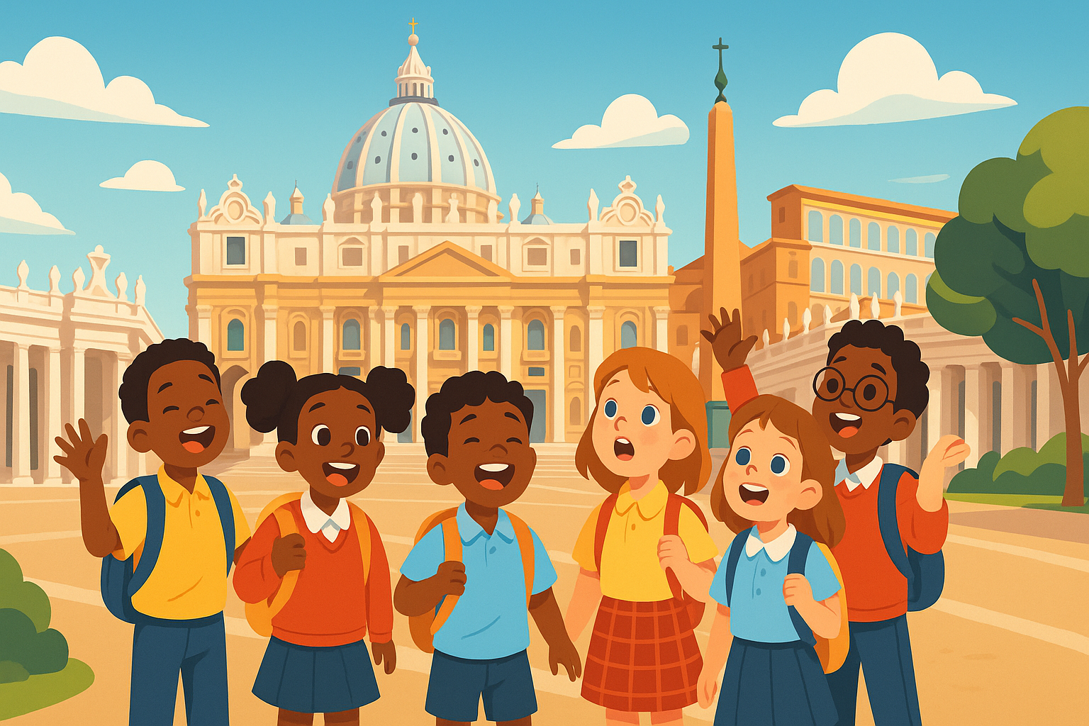 des élèves d'une école élémentaire de chicago vivent une expérience unique en se rendant au vatican pour assister à une audience papale et découvrir la culture et la spiritualité italiennes.