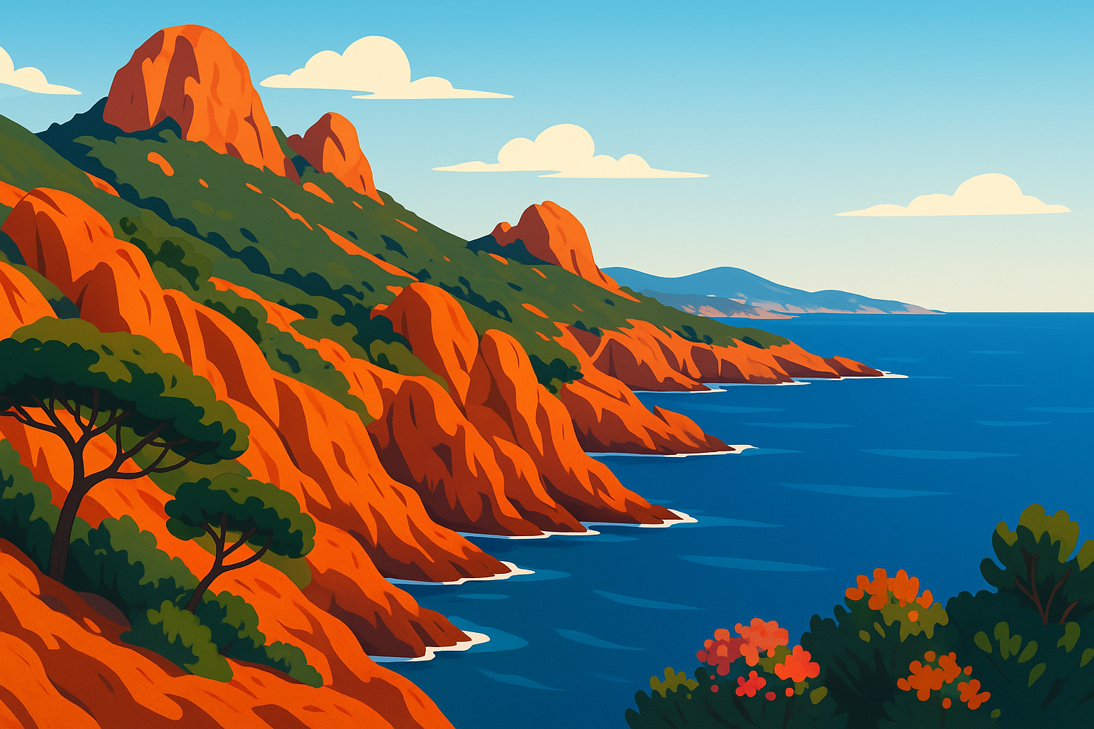 découvrez le massif de l'esterel, un paysage unique aux roches rouges spectaculaires et aux panoramas impressionnants sur la méditerranée. partez à l'aventure entre mer et montagne dans ce joyau du sud de la france.