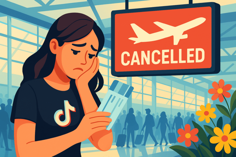 découvrez l’histoire insolite d’une créatrice tiktok dont le vol a été annulé après avoir partagé son billet d’avion en ligne. une mésaventure pleine de surprises et un avertissement pour les voyageurs connectés !