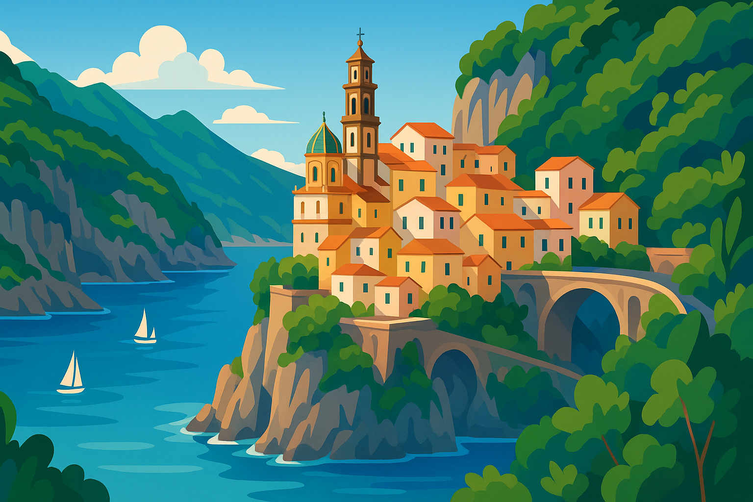 découvrez un village perché sur les falaises de la côte amalfitaine, célèbre pour son superbe campanile et ses vues à couper le souffle. profitez de la station balnéaire la plus enchanteresse d’italie, entre charme authentique et panoramas inoubliables.