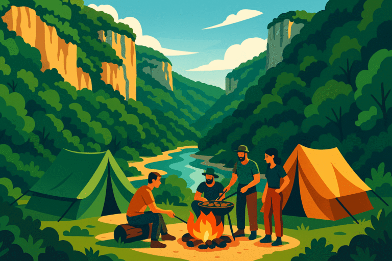 découvrez un bivouac secret dans les gorges de l'ardèche, où chaque barbecue se transforme en une aventure unique au cœur de la nature sauvage.
