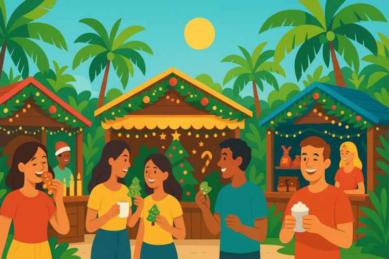 découvrez une destination ensoleillée pour célébrer les fêtes de fin d’année autrement avec des marchés de noël en tee-shirt, alliant convivialité et ambiance festive sous le soleil.