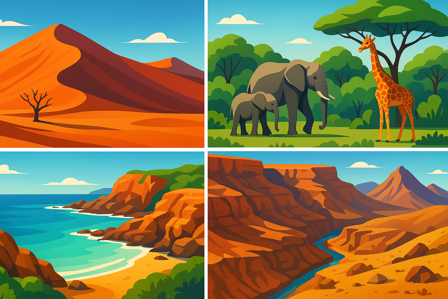 explorez la namibie et ses 5 merveilles incontournables, un joyau captivant d'afrique alliant paysages époustouflants, faune sauvage et culture riche.