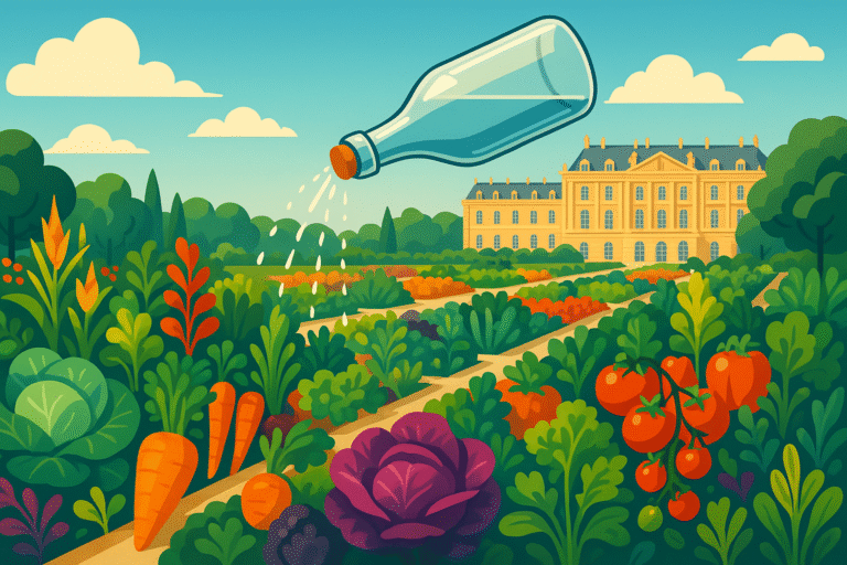 découvrez un potager royal unique à paris, qui émerveille avec ses 650 variétés de plantes, ingénieusement irriguées grâce à une bouteille renversée, alliant tradition et innovation pour un jardin exceptionnel.